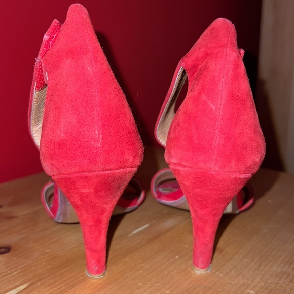 Jeffrey Campbell Red Suede Foxtrot Heeled Sandal Sz 8 - Picture 5 of 11